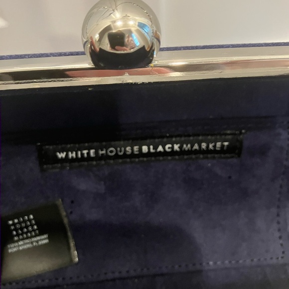 White House Black Market Midnight Clutch with Silver Chain - Picture 5 of 6